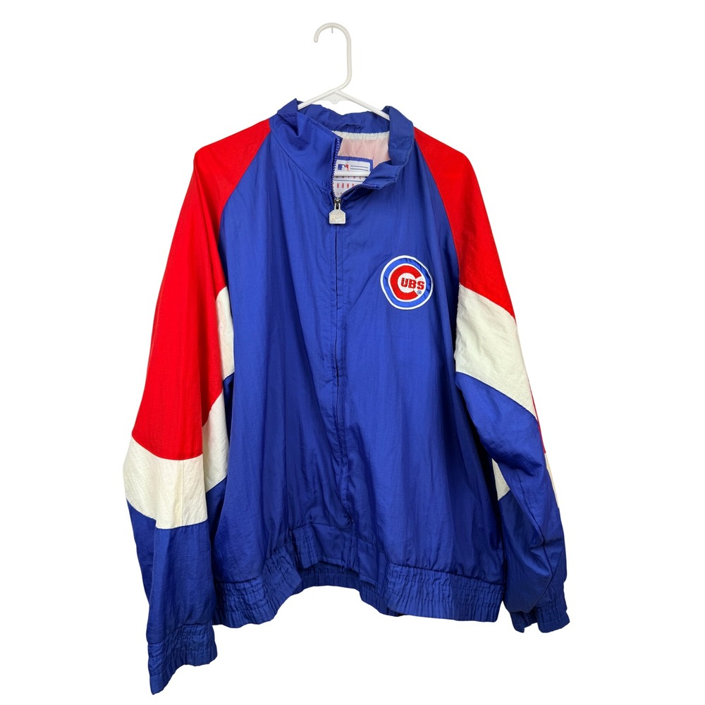 Vintage Chicago Cubs Logo 7 Windbreaker Jacket Red White Blue MLB Mens XL 1990s - Picture 2 of 10